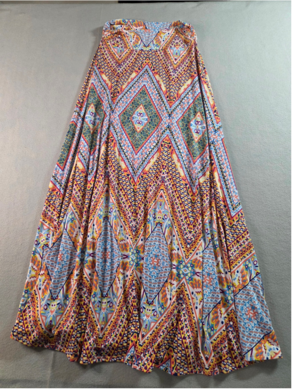 Women's Renee C. Maxi Skirt Size S Orange Blue Geometric Print